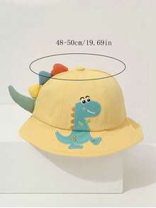 1顶幼儿男童可爱恐龙印花渔夫帽，防晒，适合春夏佩戴