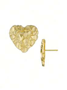 Vintage Elegant Earrings Heart-Shape Asymmetrical Carving Decor Stud Earrings Personalized Jewelry For Women's Daily Party Wedding Gift - 金色的 - 查看 4