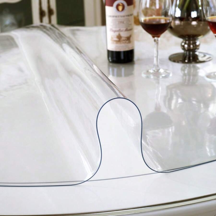 0.25mm Thick PVC Round Tablecloth, Transparent Round Table Cover Protector Mat, Waterproof Scratch-Resistant Heat-Resistant, Suitable For Home, Hotel, Dining Table, Coffee Table
