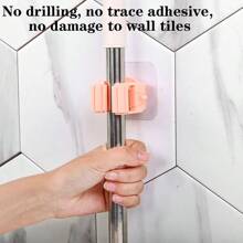 1PC Mona Lisa Mop Holder, Non Perforated Wall Mounted Mop Clip, Super Strong Load-Bearing Bathroom, Bathroom Broom, Mop Clip Saves Space, No Clutter, No Punching Universal Storage Rack
