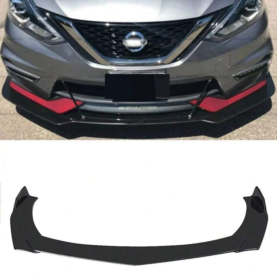 Universal Front Bumper Lip Spoiler Splitter For Nissan Rogue - Glossy Black Finish - Default - View 1