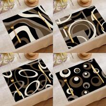1pc/4pcs/6pcs Daily Decorative Placemat, Black And White Geometric Linen Placemats, Dirt-Resistant Mats, Suitable For Home, Dining Room And Restaurant, Tabletop Decor, Home Goods