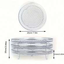1 Set Stainless Steel Air Fryer Accessories - Round Rack, Steam Rack, Dehydrator Rack, Grill Basket And Overflow Filter - Ideal For Healthy Cooking, Multi-Layer Cooking Solution, Stainless Steel