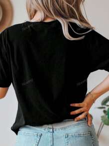 Maglietta casual da donna a maniche corte con scollo tondo