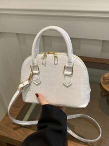 Bolsa de ombro feminina com design de concha vintage