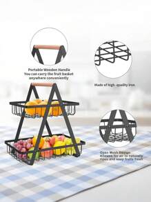 Odłączany i składany kosz na owoce, wielowarstwowy drewniany kosz do przechowywania, żeliwny stojak do przechowywania w kuchni i salonie