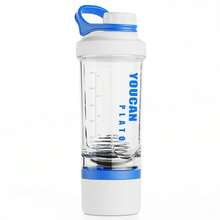 21oz Protein Shaker Bottle With Powder Storage Container-Shaker Cups For Protein Shakes-Pre Workout Bottle-Mixer Cup-Gym Sport Water Bottle -Made With Tritan,With Wire Whisk Balls - Blue - View 8
