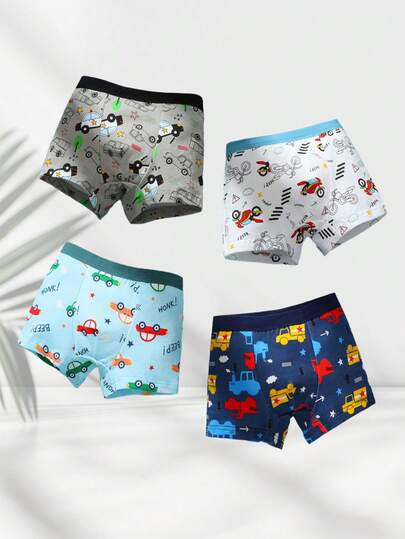 Paquete de 8 calzoncillos de algodón con estampado de dinosaurios de dibujos animados para niños, suaves y cómodos, adecuados para niños y niños pequeños, para todas las estaciones