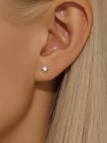 1/3 Stücke Set Kleine Creolen Ohrringe für Frauen in Goldplattierung, glänzende Stern-Creolen mit Kubikzirkoniabesatz für Ohrknorpel, Ohrpiercing-Schmuck für Frauen und Mädchen als Geschenk