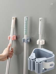 1PC Mona Lisa Mop Holder, Non Perforated Wall Mounted Mop Clip, Super Strong Load-Bearing Bathroom, Bathroom Broom, Mop Clip Saves Space, No Clutter, No Punching Universal Storage Rack