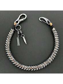 Cadena para pantalones vaqueros, vaqueros, motociclistas, estilo punk rockero, con tachuelas, llavero con quilla, cadena para billetera para hombre - Plateado - Ver 4