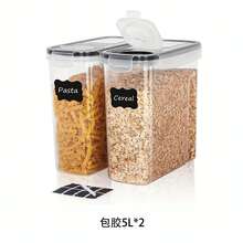 THELIFE 2/4 件谷物储存容器套装 - 塑料密封食品储存容器，用于储存谷物、零食和糖 - 2.5 升/84.5 液体盎司 - 带标签谷物分配器，可放入洗碗机清洗 - 無色 - 查看 12