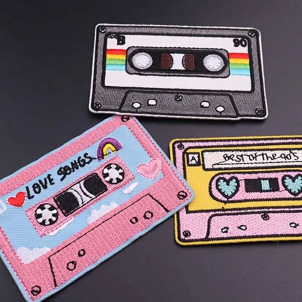 1/3 Stück Vintage Radio Muster gestickte Stoffapplikation, geeignet für DIY Kleidung, Hüte, Taschen, zum Bügeln oder Nähen