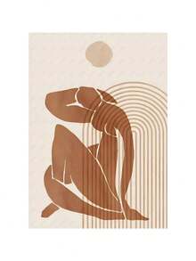 1 幅抽象画波西米亚风马蒂斯珊瑚线米色墙壁海报画廊艺术帆布画墙面印刷画客厅装饰家居装饰可选画框