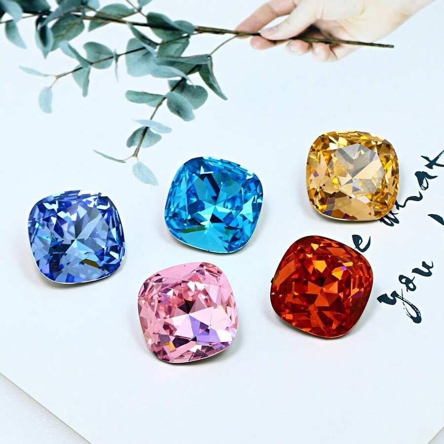 2pcs K9 Quality Pointy Bottom Rhinestones DIY Jewelry Accessories, Popular Diamond Shape Nail Art Rhinestones Wholesale - Multicolor Square Diamonds - View 1