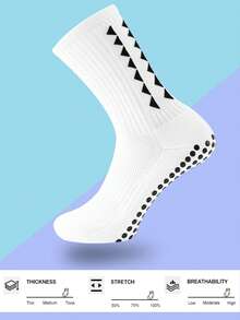 1 Pair Men's Non-Slip Soccer Socks With Footpad, Cushioned For Football/Basketball/Hockey Sports, Fall