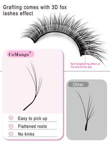 Bộ nối mi Fox 5D hình chữ Y 12 hàng, độ cong C/D, sợi mi mỏng 0.07mm, chùm mi mắt mèo 8-13mm, mi mềm mại tự nhiên, chùm mi trang điểm, chùm mi, mi giả. - Nhiều màu - Xem 4