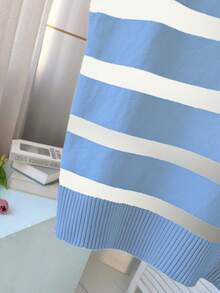 Frühling/Sommer Neu Vintage gestreifter Kontrast-Farbkragen ärmelloser Strickpullover, lässiger Oversize Pullover, modischer Pendler-Top, Neues Jahr Neuer Stil - -Girlande - Übersicht 5