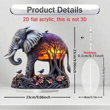 1 Bohemian Style Elephant Statue Acrylic Ornament, Fun Sunset Forest Design Suitable For Home Decoration, Office Dormitory Or Daily Desktop Decoration Mood Ornament For Cafe, Multifunctional Bohemian Style Decorative Sculpture, Suitable For Holiday Gifts For Family And Friends Gifts New Year's Gifts Valentine's Day Gifts Etc.