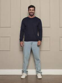 Men Sweaters - Màu xanh hải quân - Xem 3