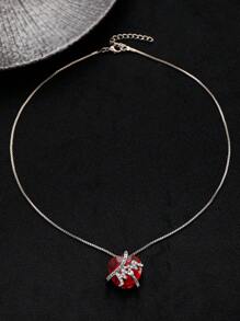 1 peça colar feminino com strass e pedras preciosas artificiais vermelhas, acessório de moda adequado para o Dia dos Namorados, encontros, reuniões e feriados