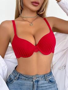 3pcs Lace Romantic French Underwire Non-Removable Padded High Support Bra Set For Women - Multicolor - View 3