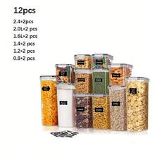 THELIFE 3/5/7/9 Pieces Airtight Food Storage Containers For Kitchen Organization, Plastic Food Canisters, With Lids, Labels, Storage Room Organization And Storage Labels For Grains, Flour, Pasta, Snacks And Sugar Containers, Dishwasher Friendly, Kitchen Accessories - Clear - View 17