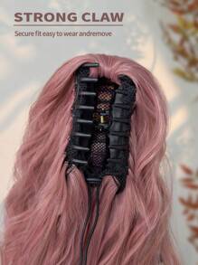Claw Ponytail Extension Pink Color Hair Ombre 30 Inch Long Natural Water Wave Heat Resistant Fiber Synthetic Ponytail Hairpiece For Girl Women Daily Used