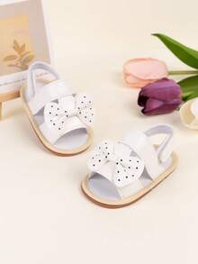 Infant Girls' Fashionable Cute Bowknot Anti-Slip Rubber Sole Prewalker Shoes - White - View 1