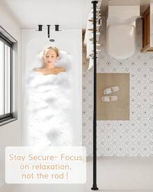Tension Shower Curtain Rods No Drilling, 29 To 85 Inch, Spring Tension Curtain Rods For Windows, Adjustable Shower Rod For Bathroom, Heavy Duty Tension Rods Fits Various Wall Types, Black-Good - 黑色 - 查看 2