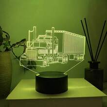 1pc Customizable 3D Night Light Truck Tractor Shape Lamp, Creative Gift For Car Lovers, Personalized Memorabilia With Touch Sensitive 7-Color Changing - Multicolor - View 2
