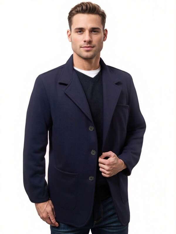 Men's Casual Blazer Jacket, British Style For Commuting, Party, Wedding, Spring & Autumn