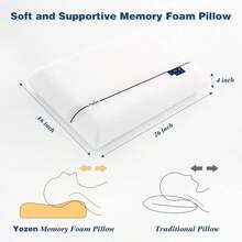 Almohada de espuma viscoelástica refrescante, almohada ventilada para cama, almohada de gel de tamaño estándar, para dormir de lado, boca arriba y boca abajo, soporte cómodo para verano (1 paquete, 10 cm de alto) - Blanco - Ver 2