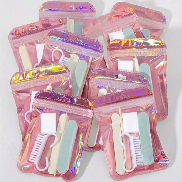 Mini Manicure Set | Double-Sided Nail File, Orange Cuticle Stick, Wooden Cuticle Pusher, Nail Cleaning Tools, Manicure Sticks, Manicure Brush