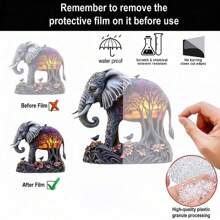 1 Bohemian Style Elephant Statue Acrylic Ornament, Fun Sunset Forest Design Suitable For Home Decoration, Office Dormitory Or Daily Desktop Decoration Mood Ornament For Cafe, Multifunctional Bohemian Style Decorative Sculpture, Suitable For Holiday Gifts For Family And Friends Gifts New Year's Gifts Valentine's Day Gifts Etc.