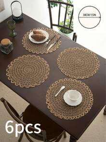 1/4/6/12 miếng lót đĩa tròn bằng vải lanh dệt phong cách Bohemian, thích hợp cho tiệc ngày lễ, sinh nhật, trang trí bàn ăn ngoài trời/đồng quê, mọi mùa - Nhiều màu - Xem 16