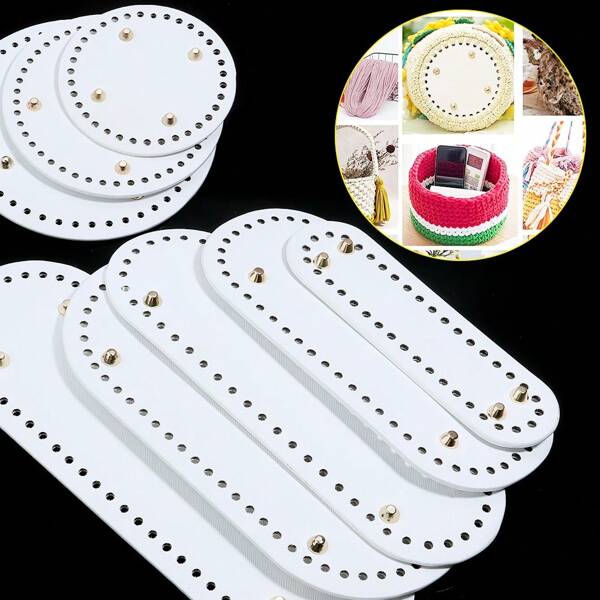 1pc PU Leather Bag Bottom For Crochet, Long Knitting Crochet Bags Bottom Shaper Pad Multi-Colored Hand-Woven Bag Cushion Base With Holes For DIY Handbag Shoulder Bags Purse Making