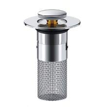 1pc Stainless Steel Mesh & Chrome-Plated Plastic Body Sink Strainer, Suitable For Washbasin Drain Hair Filter, Bathroom Anti-Blocking, Please Confirm Size Before Purchase, Fits 3.4-4.0cm Outlet Diameter/Bathroom Gadgets /Floor Drains & Drain Plugs/Garden/Wedding/Holiday Essentials/Kitchen Accessories/Bathroom Accessories/Kitchen/Home Back To School