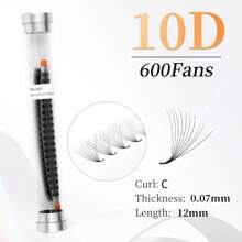 DAIFIYAN Pestañas postizas premontadas de volumen 600/480/420, hechas a mano con tallos naturales largos en 6D/8D/10D/12D/14D/16D/20D/30D/40D, forma C, longitud de 8-15 mm, extensiones de pestañas de visón artificial