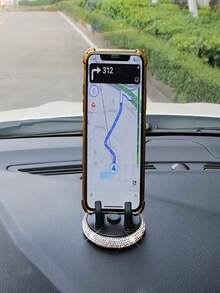 1pc Sparkling Rhinestone Car Phone Holder - Cute, Suitable For Horizontal And Vertical Use, Dashboard Mounting With PVC Material, Secure Grip, Easy Installation, Horizontal And Vertical Use, Add Glamour To Your Vehicle Interior, Car Phone Accessories | Stylish Car Decor | PVC Phone Holder, Car Phone Holder Travel Storage Organizer - Multicolor - View 5