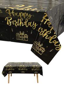 1 pezzo Tovaglia monouso nera e dorata con tema per 18°, 21°, 30°, 40°, 50°, 60°, 70° compleanno per decorazione di feste, raduni, Natale