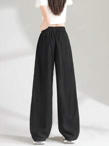 Casual Loose Drawstring Pocket Stitching Color Contrast Trousers,
