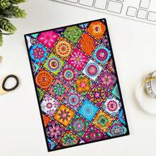 1 Set Delicate Mandala Flower Cover Diamond Painting Notebook Set, 5D DIY Asymmetrical Diamond Embroidery Thick Sketchbook & Notebook, Handicraft, Suitable For Students, Home, Business, Memo Pad And Holiday Gifts