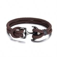 1 pieza Brazalete con forma de cuerda y ancla náutica, brazalete de moda para hombres y mujeres, accesorio de viaje