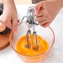 Stainless Steel Hand Crank Egg Beater And Mixer - Dual Head Mixer For Baking, Dough Preparation And Outdoor Cooking - Durable Kitchen Tool With Handle And Metal Beaters - Multicolor - View 3