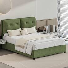 Twin/ Full/ Queen/ King Size Bed Frame, Upholstered Platform Bed Frame With Pillow Headboard, Soft Cloud Bed Frame, No Box Spring Required, Easy Assembly, Beige/ White/ Pink/ Grey/ Blue/ Green, Twin/ Full/ Queen/ King * Bed Frame Queen Queen Bed Frame Bed Frame Full Full Size Bed Frame King Size Bed Frame Twin Bed Frame Room Decor Home Decor Christmas Decor Bedroom Decor Valentine Day Decor Storage Living Room Decor Furniture House Decor - Green - View 12