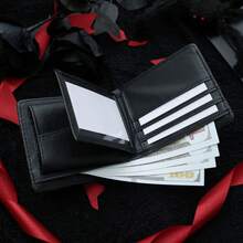 复古骷髅设计男士钱包 - 柔软仿皮卡包和钱包，休闲风格，带压花骷髅图案，是送给他的完美礼物，小钱包零钱包男士钱包 Waller 男士零钱包 周年纪念礼物 男士礼物 男士生日礼物 趣味礼物 小礼物 礼物创意 - 彩色 - 查看 4