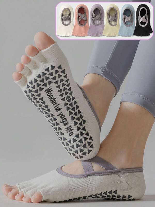 1/3 Pairs Women's Thin Yoga Pilates Toeless Socks - Breathable Polyester Pilates Exercise Socks With 5-Toe Design To Enhance Grip Strength, Fitness Sports Socks