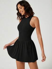 NcmRyu 1 Set Women's Seamless Running, Fitness, Tennis, Pickleball, Golf Sports Dress - Black - View 3