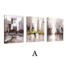 3pcs Modern Urban Abstract Oil Painting Wall Arts Canvas Posters, High-Definition Printing Optional Frame, Office, Classroom, Living Room Home Decoration Hanging Painting ,Wall Art With Frame